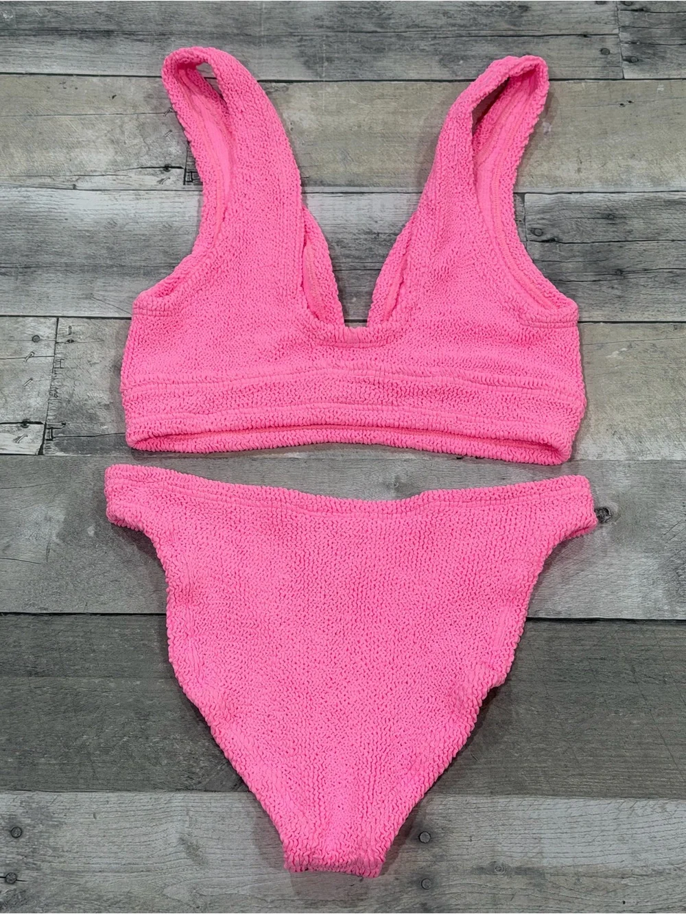 HUNZA G Carla Bikini Two Piece Set in Bubblegum - One Size 2-14